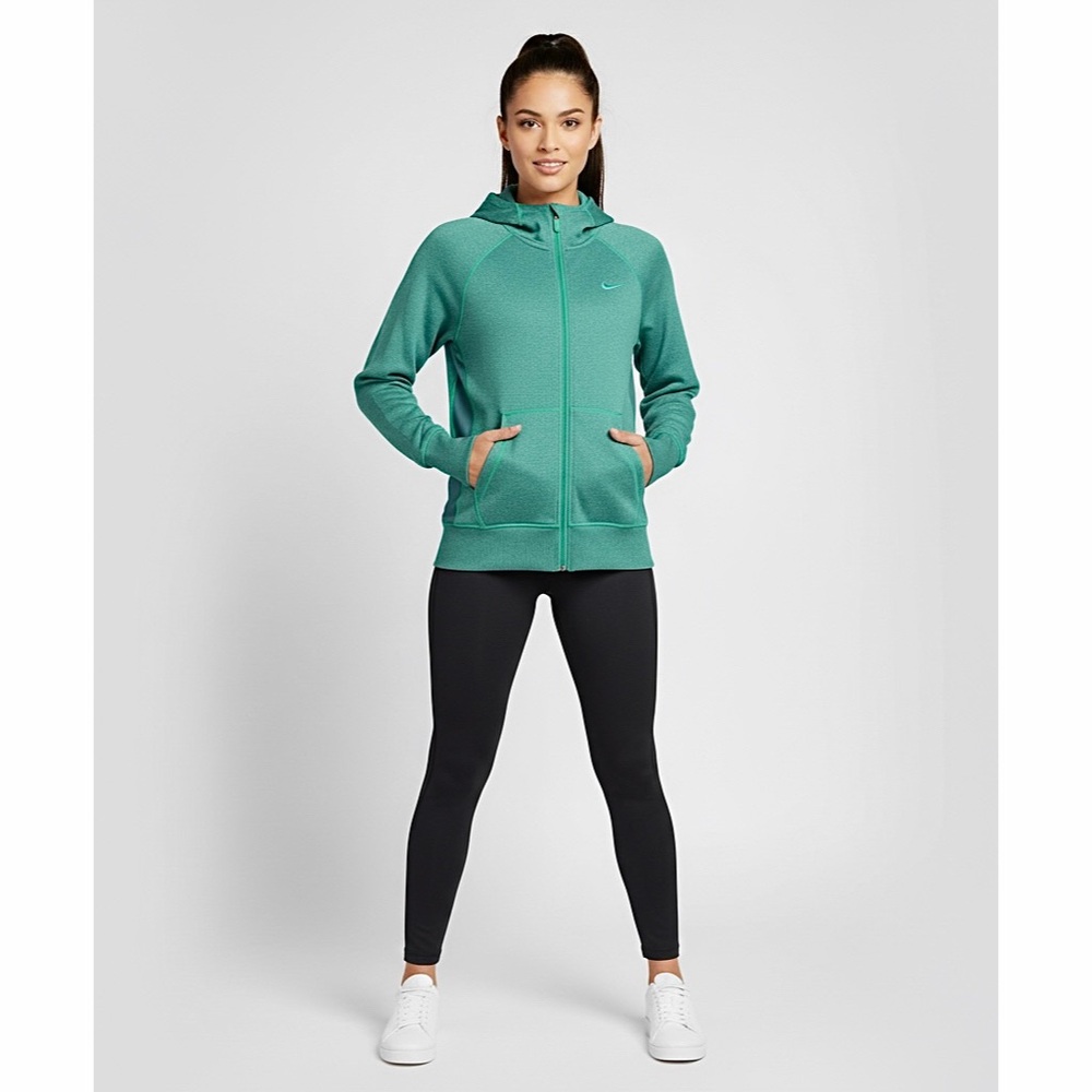 Nike | Therma Fit Multi Tone Green Zip Up Soft Comfy Pocketed Hoodie Sweater